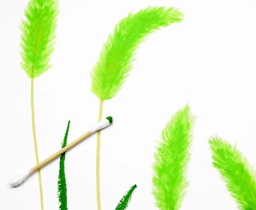儿童画教程｜油画棒的创意表现 - 毛茸茸的狗尾草